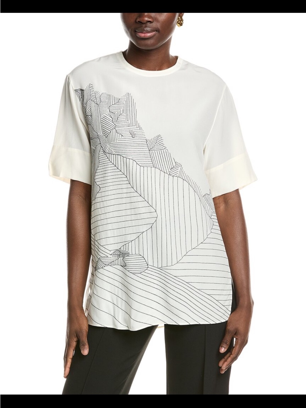 Akris Swan Embroidered Blouse Sz 8 NWT **$1,490**